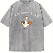 Outnumbered by Boys Goose Vintage Washed T-Shirt in Gray