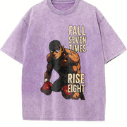 Makunouchi Hajime No Ippo Black for Game Fans Classic vintage washed oversized T-shirt in Purple