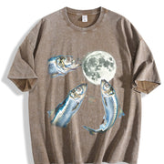 Sardine Howling to Moon Vintage Washed T-Shirt in Brown