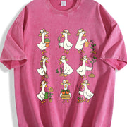Cute Goose Gardening Vintage Washed T-Shirt in Red