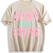 Book & Coffee for Attire Vintage Washed T-Shirt in Beige
