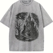 Castle Medieval Gothic ® Vintage Washed T-Shirt in Gray
