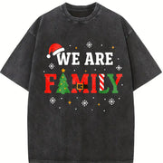 Christmas Family 2025 Pajama Matching Set Classic Vintage Washed T-Shirt in Black