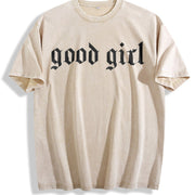 Good Girl Romance Club vintage washed oversized T-shirt in Beige