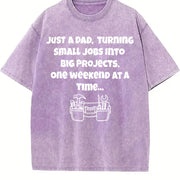 Just a Dad Turning Small Jobs Into Big Projects Vintage Washed T-Shirt in Purple