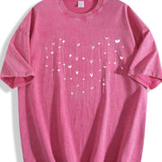 Hearts Cute Heart Vintage Washed T-Shirt in Red