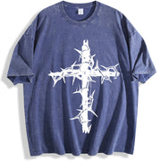 Christian Cross vintage washed oversized T-shirt in Blue