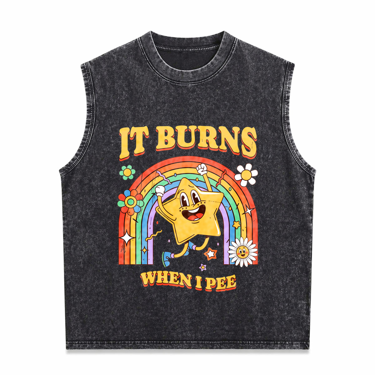 It Burns When I Pee Vintage Washed Tank Top in Black