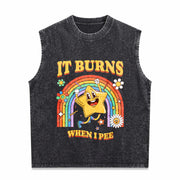 It Burns When I Pee Vintage Washed Tank Top in Black