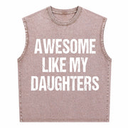 All-day Easy-care Timeless Awesome Like My Daughters Vintage Washed Tank Top in Brown