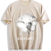 Hilarious Ibuprofen Cat: Wildly Awkward Comedy Vintage Washed T-Shirt in Beige