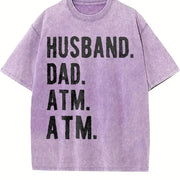 Husband Dad ATM Vintage Washed T-Shirt in Purple