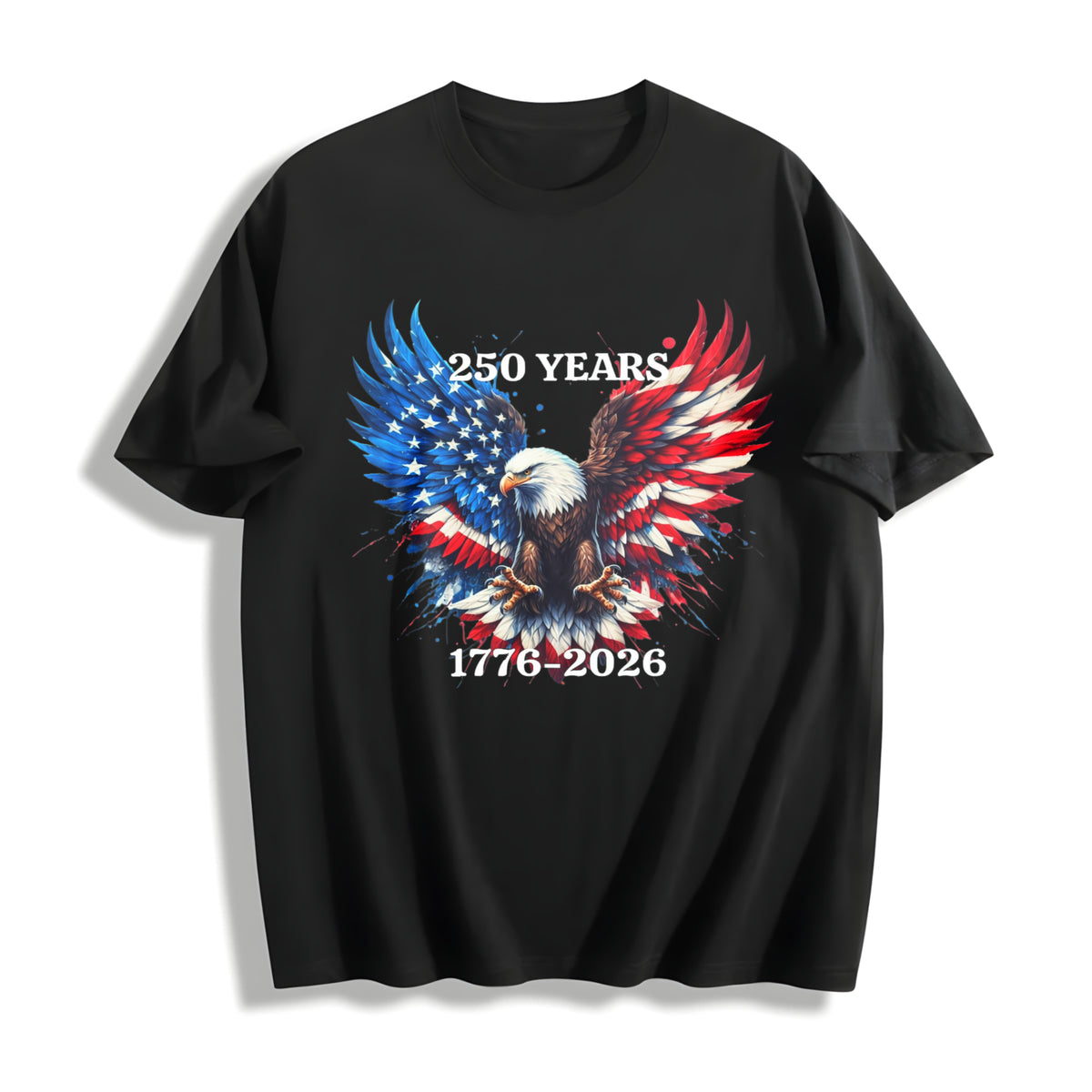 250 Years Patriotic Cotton T-Shirt in Black