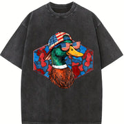 Mallard Duck Flying Vintage Washed T-Shirt in Black