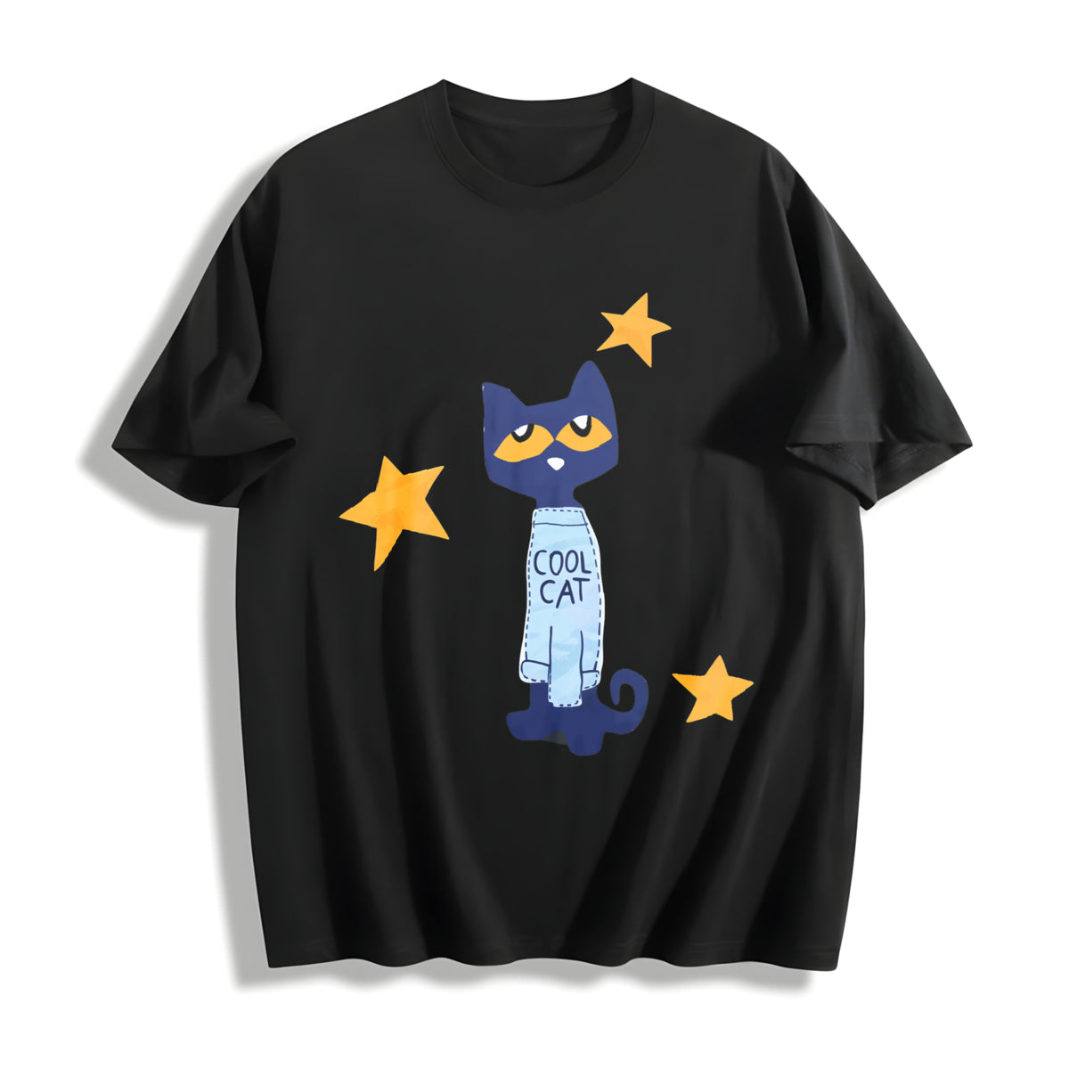 Statement: Black with Text Cotton T-Shirt in Black