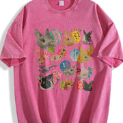 Y2K Bunny 90s Harajuku Vintage Washed T-Shirt in Red