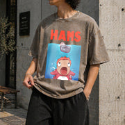 Studio Ghibli Ponyo and Sasuke Vintage Washed T-Shirt in Brown