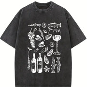 Italian Girl Retro Italy Vintage Washed T-Shirt in Black