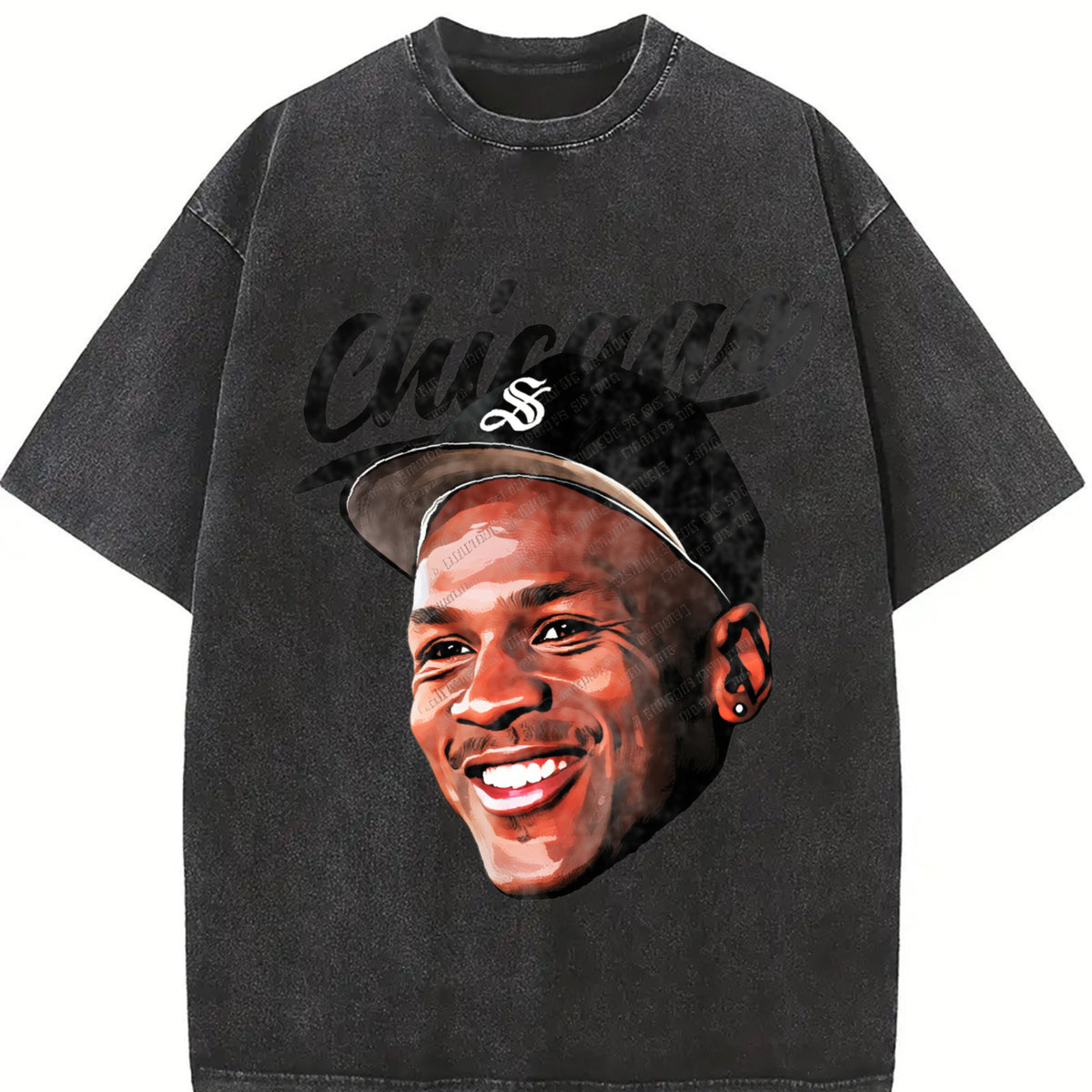 MJ Baseball Days 90's Style Retro vintage washed oversized T-shirt in Black