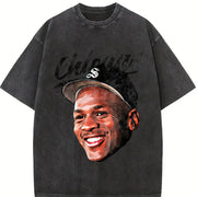MJ Baseball Days 90's Style Retro vintage washed oversized T-shirt in Black