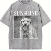 Custom Pet Photo Personalized Pet Vintage Washed T-Shirt in Gray