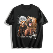 Bears and Moon Cotton T-Shirt in Black