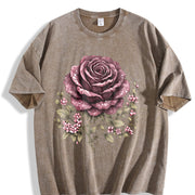 Skull Rose Dark Gothic (2d) Large Vintage Washed T-Shirt in Brown