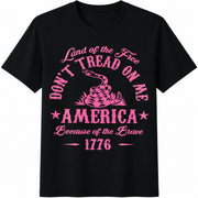 Patriotic 1776 Dont Tread on Me Snake Back Cotton T-Shirt in Black