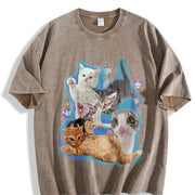 Y2K Silly Cat Trashy Y2K Kitten Vintage Washed T-Shirt in Brown