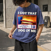 I Got That Dog in Me Combo 4th of July Meme Vintage Washed T-Shirt in Blue