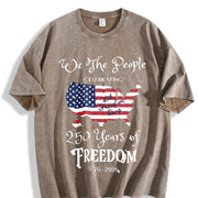 America 250 Years of Freedom Vintage Washed T-Shirt in Brown