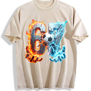 67 Fire and Ice Soccer Vintage Washed T-Shirt in Beige