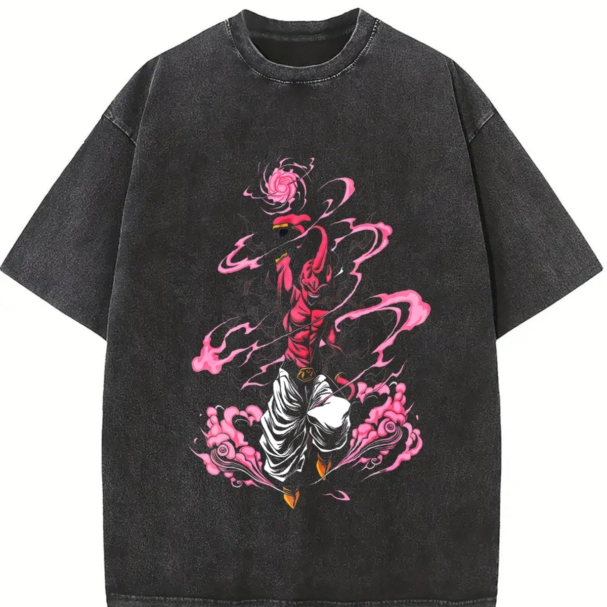 Retro Heavy Limited Majin Buu - Dragon Ball Anime Manga vintage washed oversized T-shirt in Black