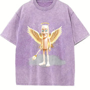 Tung God Sahur Brainrot Meme Vintage Washed T-Shirt in Purple