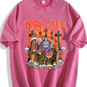 Nightmare Grim Reaper Hellhound Sleeveless Tank Vintage Washed T-Shirt in Red