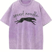 Speed Noodle Greyhound Lover Vintage Washed T-Shirt in Purple