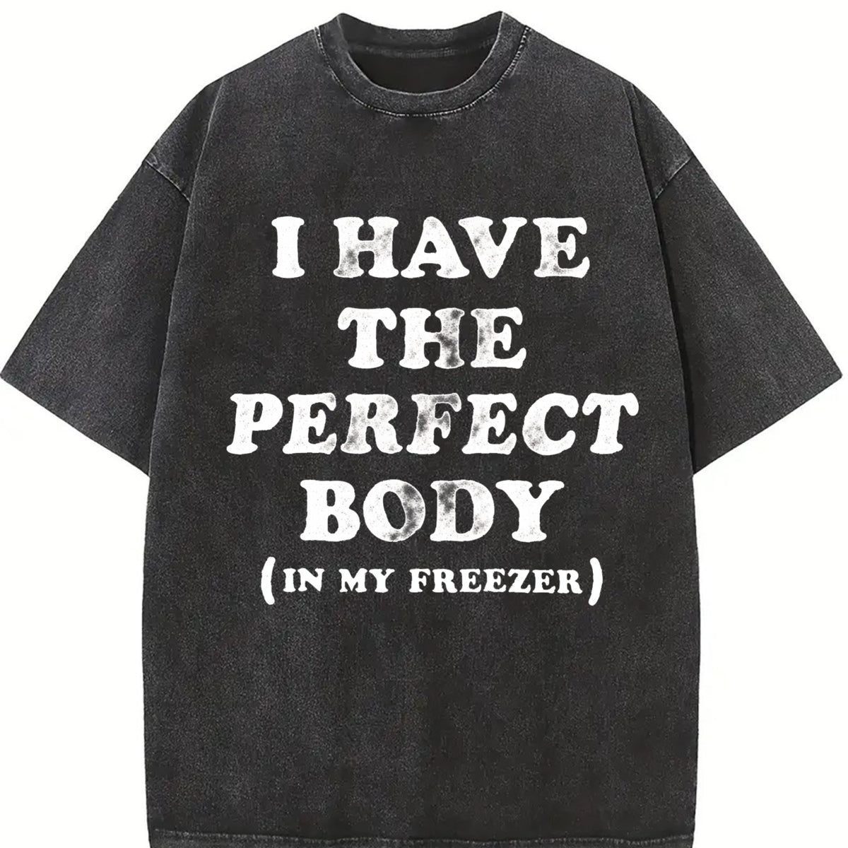 I Have the Perfect Body in My Freezer Vintage Washed T-Shirt in Black
