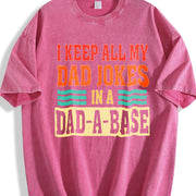 I Keep All My Dad Jokes in a Dad-a-base Vintage Washed T-Shirt in Red