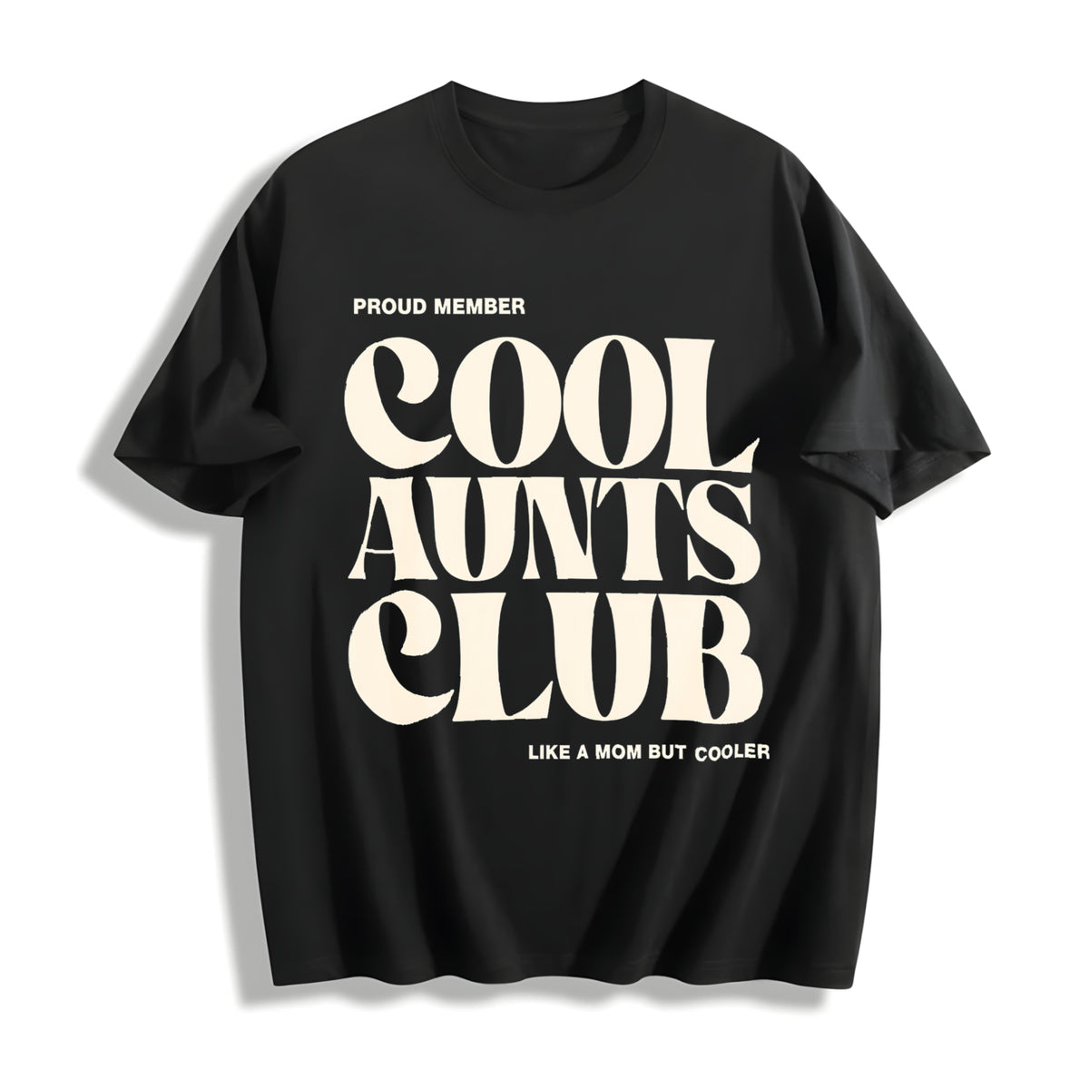 Aunts Club Letter Ladies Cotton T-Shirt in Black