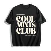 Aunts Club Letter Ladies Cotton T-Shirt in Black