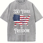 250 Years of Freedom 1776-2026 Vintage Washed T-Shirt in Gray