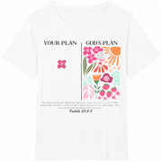 Thermal Transfer God's Plan Spring Autumn Cotton T-Shirt in White