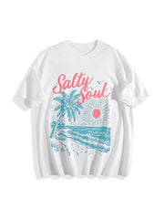 Salty Soul Beach Cotton T-Shirt in White