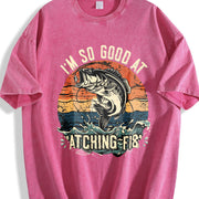 I'm So Good at Catching Fish Vintage Washed T-Shirt in Red