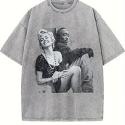 Marilyn Monroe and 2Pac vintage washed oversized T-shirt in Gray