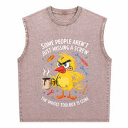 Some People Aren't Just Missing a Screw Vintage Washed Tank Top in Brown
