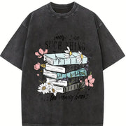 Book Lover There's No Such Thing as Too Many Books Vintage Washed T-Shirt in Black