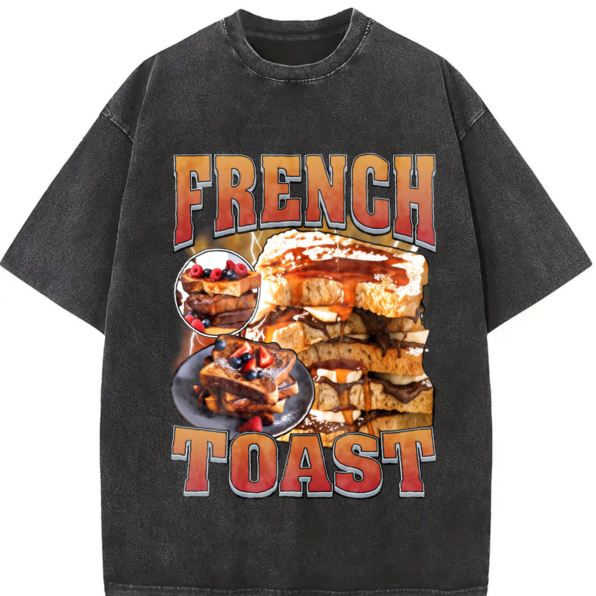 French Toast Bootleg Rap Vintage Washed T-Shirt in Black