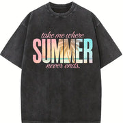 Take Me Where Never Ends Beach Coastal for Her vintage washed oversized T-shirt in Black