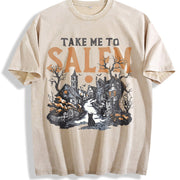 Take Me to Salem Vintage Washed T-Shirt in Beige